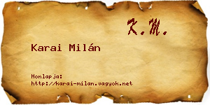 Karai Milán névjegykártya