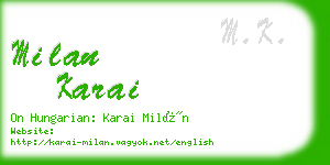 milan karai business card